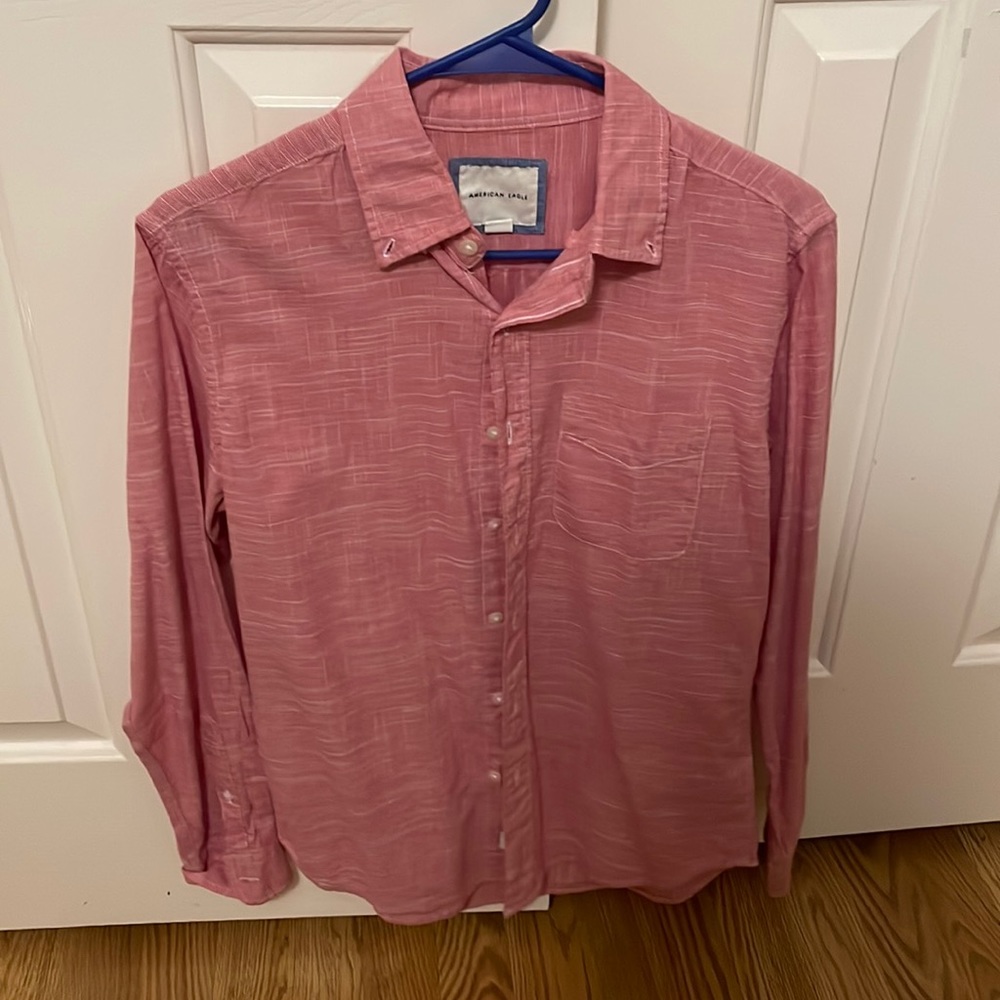 American Eagle Pink Button Down Collar Shirt Size… - image 1